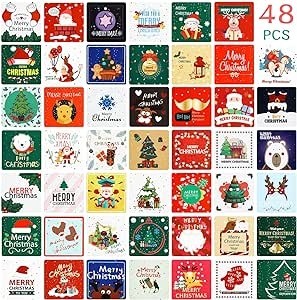 Paresthesia クリスマス グリーティングカード 48枚入り クリスマスカードセット 立体 二つ折り 可愛い メッセージカード 封筒付き