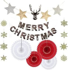 クリスマス ガーランド 飾り 華やか クリスマス パーティー 壁飾り デコレーション 北欧風 雪 鹿 星 飾り付け セット