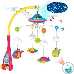 KaeKid ベッドメリー オルゴール モビール 360度回転 108曲音楽 投影 リモコン付 知育玩具 赤ちゃん おもちゃ 0歳 1歳 新生児 おもちゃ ベビーベッドおもちゃ 幼児用寝具 出産祝い 男の子 女の子 贈り物