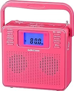 オーム電機 AudioComm AUX ポータブルCDプレーヤー CDラジオ ステレオ ピンク RCR-500Z-P 07-8957 OHM