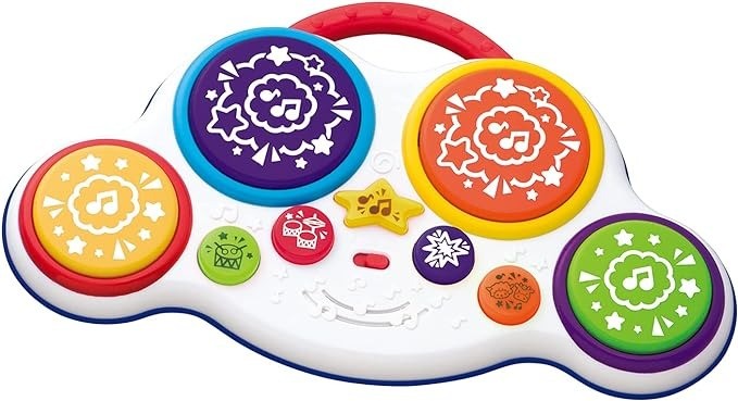 トイローヤル たたいてベビードラム ( 知育玩具 / 感性を育てる ) 長く遊べる 赤ちゃん 子供向け おもちゃ ( ドラム / 音が鳴るおもちゃ ) 持ち運び 音楽 メロディ機能