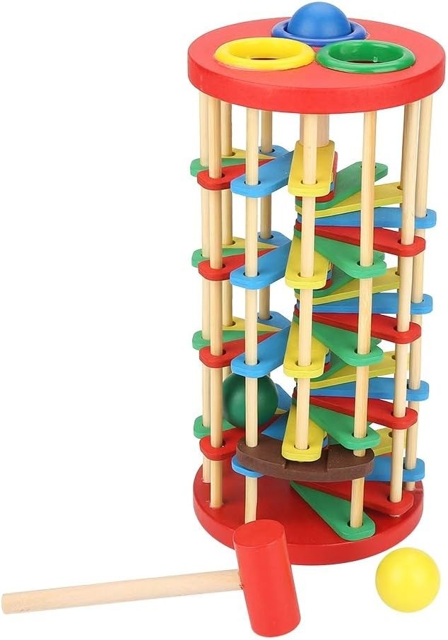 ViaGasaFamido パウンド アンド ロール 木製 タワーグッズ 玩具 教育ノッキングボールはしご おもちゃ ハンマー 知能開発 6歳-