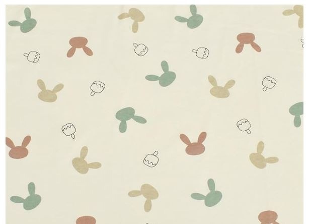 MYmama スムースニット 生地 綿100% 50cm単位販売 布 コットン 動物柄 ハート リボン 星 ベビー キッズ 女の子 男の子 (うさぎフェイス)