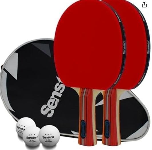 Senston 卓球セット 卓球ラケット 2本、ポータブルバッグ1個 、ピンポン球3個 つ 初心者 中高級プレイヤーのトレーニング、試合