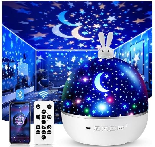 kufire 22種類投影フィルム付きのプラネタリウム 家庭用 人気、bluetoothスピーカー付きの間接照明 おしゃれ、多色変換 リモコン付きの充電式ナイトライト、自動タイマーのベッドサイドランプ 寝かしつけ、誕生日プレゼント 女性 人気、男の子 プレゼント 女の子 小学生/中学生 プレゼント 女子 プレゼント 女性 プレゼント 結婚祝い/新築祝い/出産祝い 誕生日贈り物