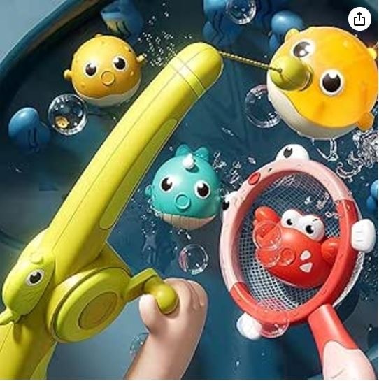 JUYEE お風呂 おもちゃ 知育玩具 1歳2歳3歳4歳5歳 魚釣り 光る 水遊び ゲーム フィッシングゲーム プール 磁気釣り 釣り遊び プレイ 男の子 女の子 誕生日プレゼント (発光)