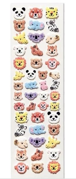 G.C.PRESS シール ふわふわ 動物のかお 133-37 [165x 50mm] 46ピース ステッカー
