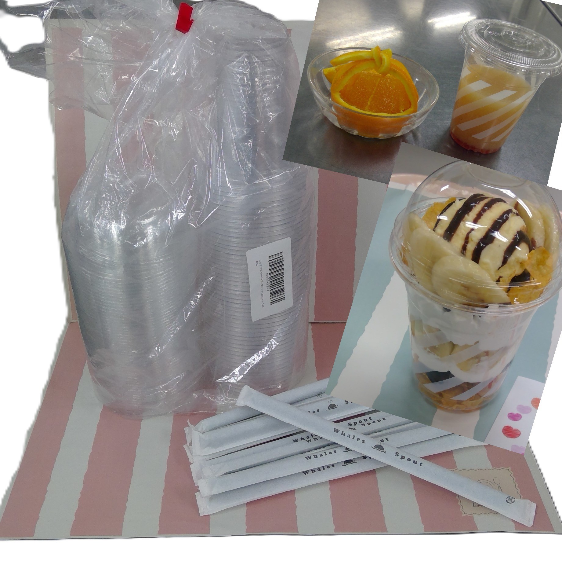 スムージー用カップ、ストロー